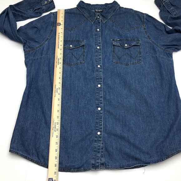 Wrangler Retro Women's Denim Snap Front Shirt Long Sleeves Cotton size 3XL - Picture 5 of 8